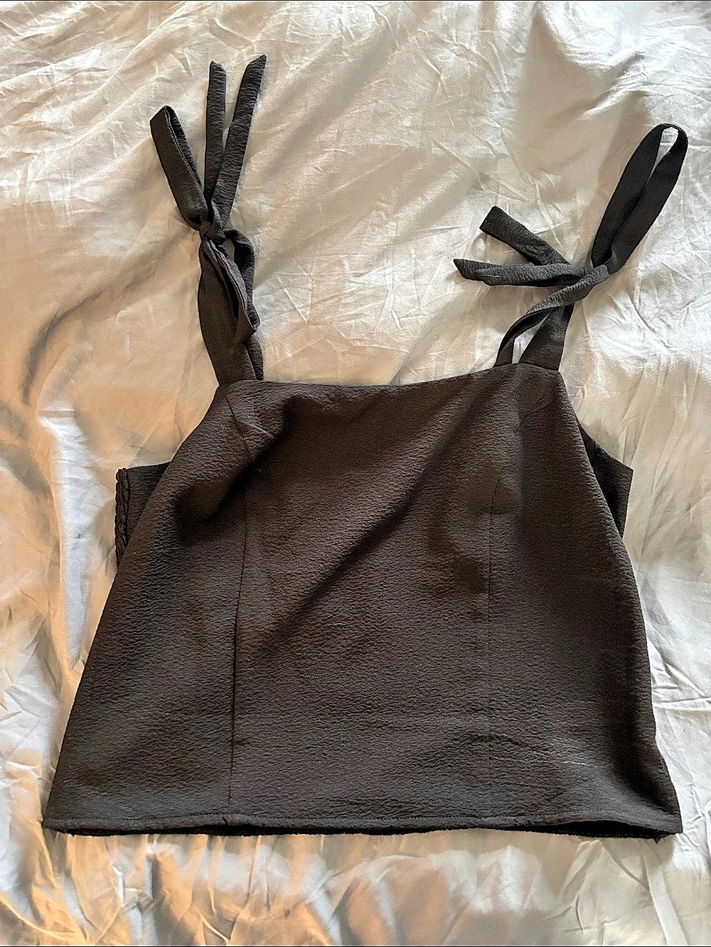 Old Navy Fitted Tie-Shoulder Cropped Dobby Corset Cami Top Black Large